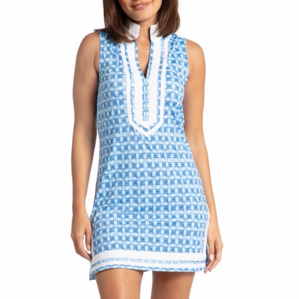 Cabana Life Blue White Sleeveless Dress Size S Resort Beach - Picture 2 of 7